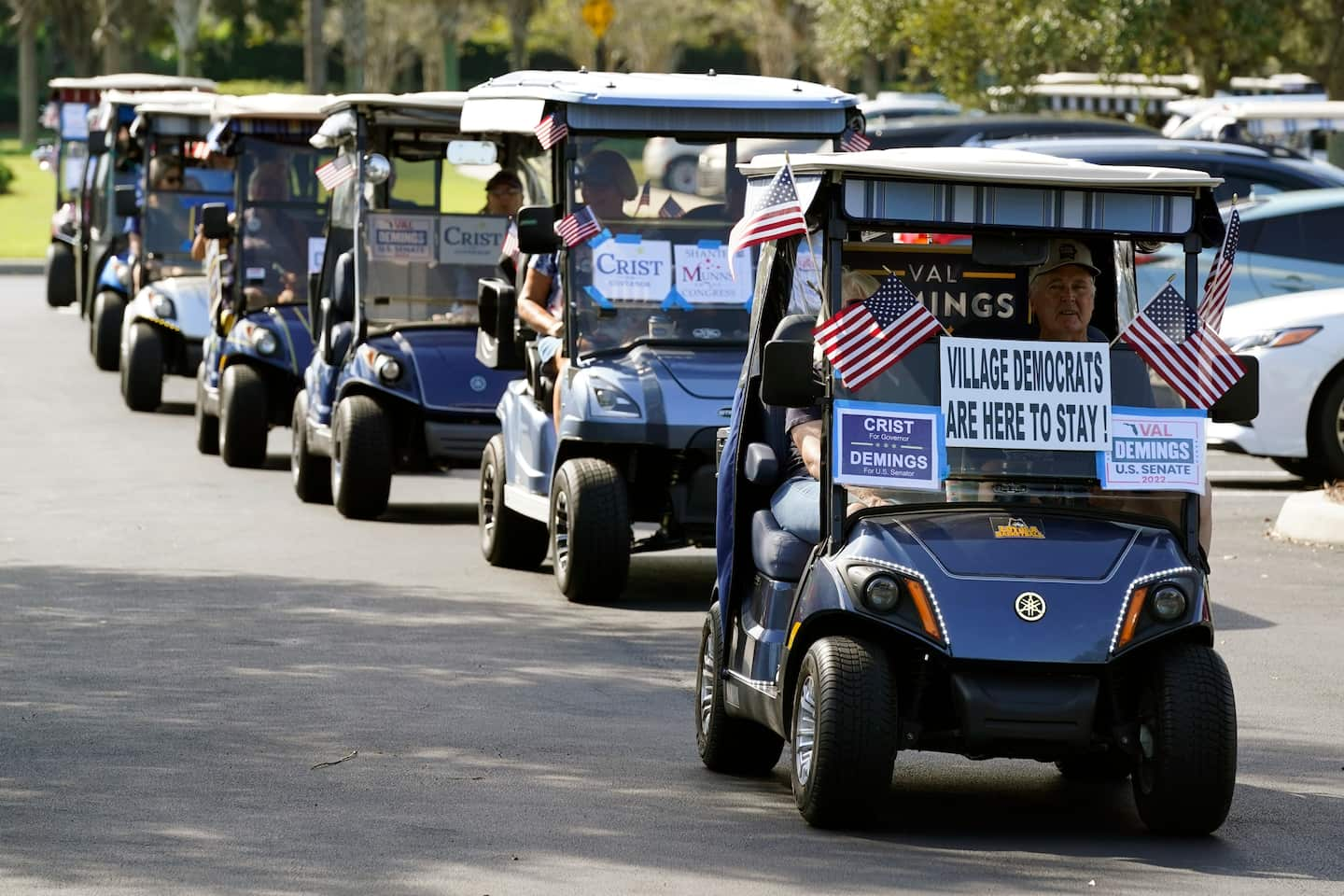 The Villages in Florida hosts golf cart rally for Kamala Harris