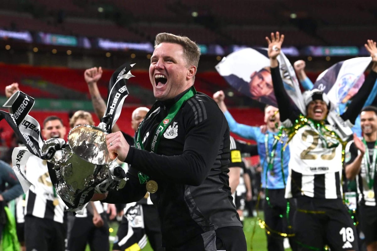 Inside Newcastle United’s Carabao Cup glory – Shearer’s text, Howe’s banner and tactics, and a half-time slideshow