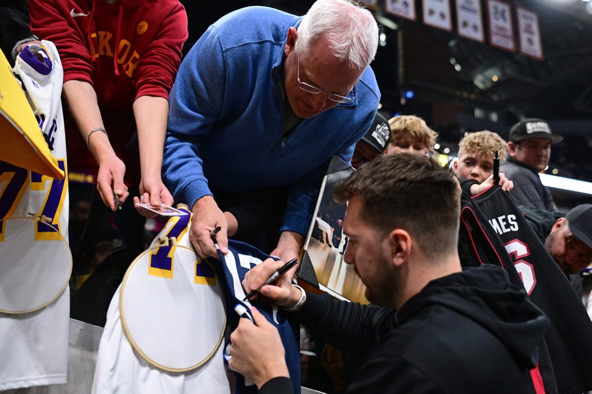 Luka Dončić has left Dallas, but his Lakers ‘77’ is seen in and around the city