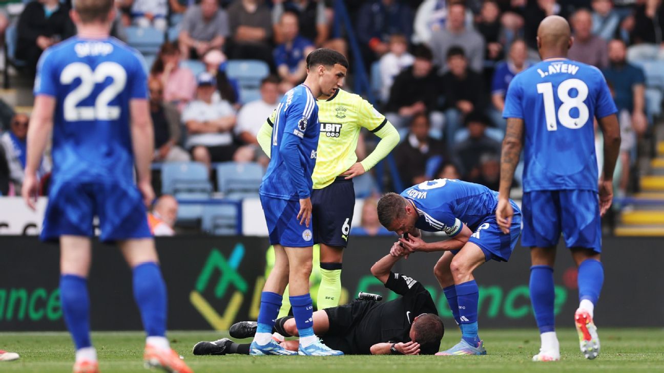 Leicester City vs Southampton delayed as referee suffers head injury