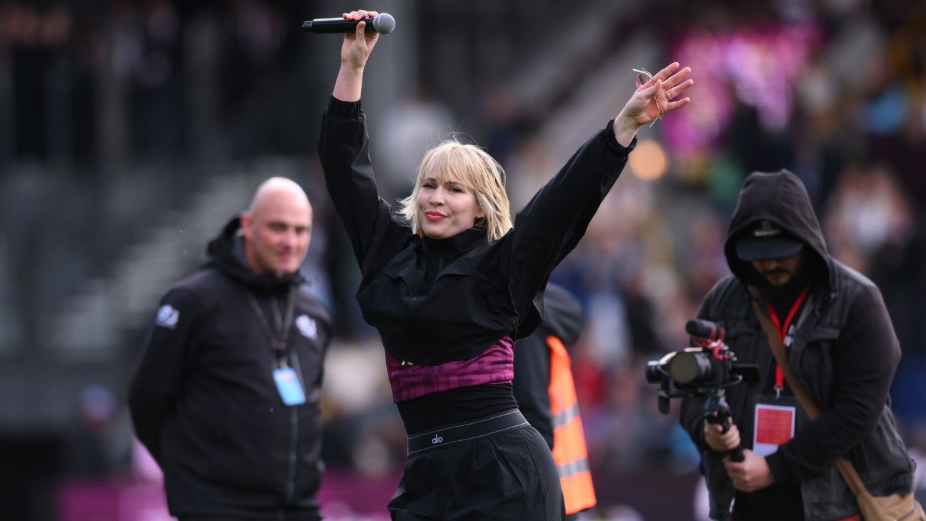 Burnley celebrate promotion by singing with Natasha Bedingfield