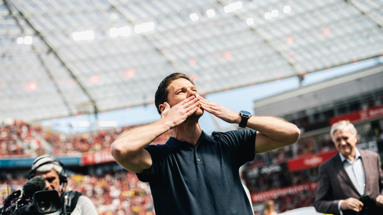 Bayer Leverkusen’s Xabi Alonso bids farewell to fans after loss
